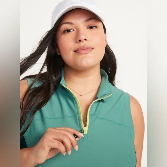 NWOT! English Ivy PowerSoft 1/2-Zip Sleeveless Cropped Top - TALL SIZES ONLY 💛 - Picture 3 of 8